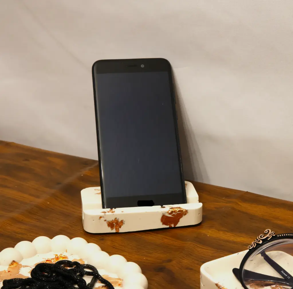 Porte téléphone Rectangle Blanc/Or rose