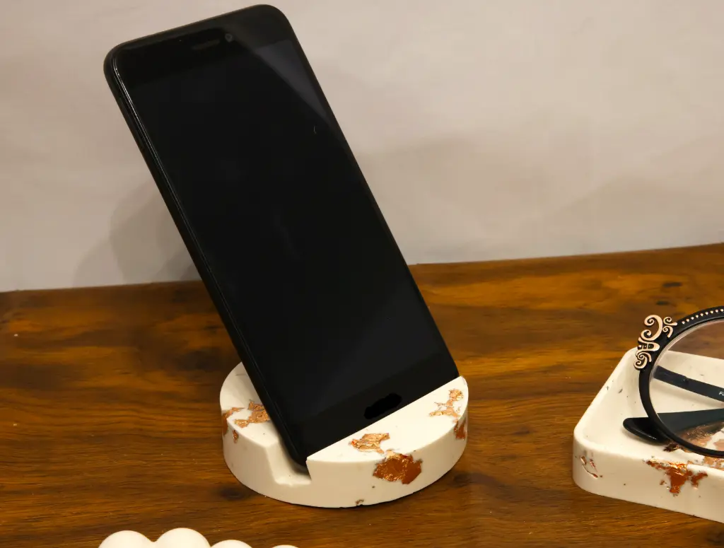 Porte Téléphone Rond Blanc/Or rose