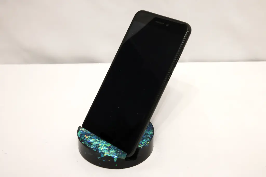 Porte Téléphone Résine Rond Noir/Bleu