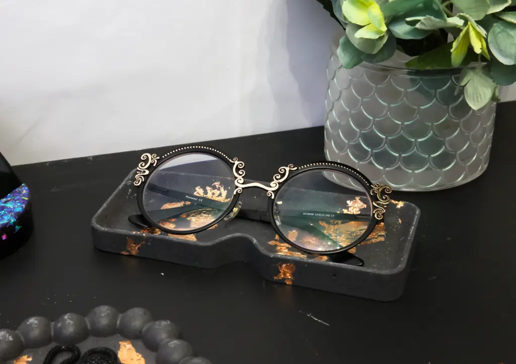 Porte Lunette Carré Noir/Or rose