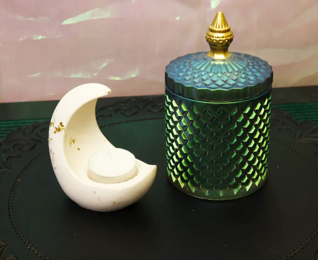 Photophore Lune Blanc/Doré