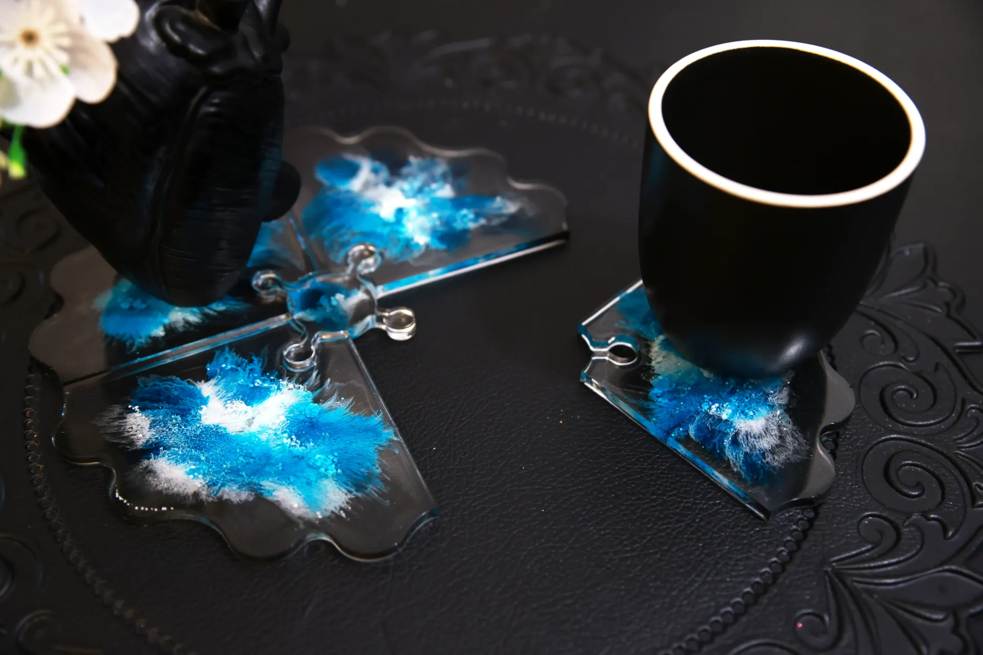 Ensemble de 4 sous verre Bleu/Noir