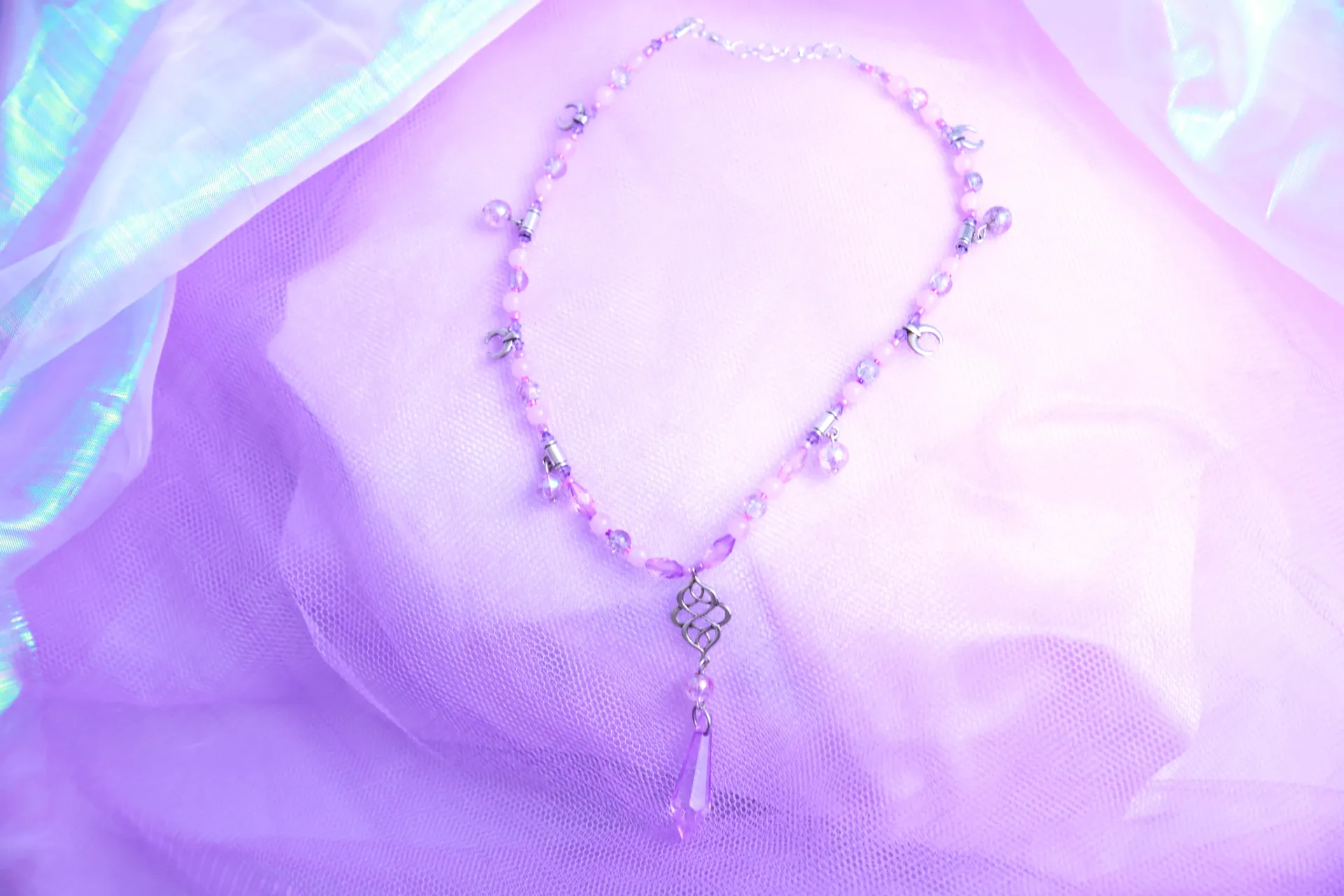 Collier perles violettes