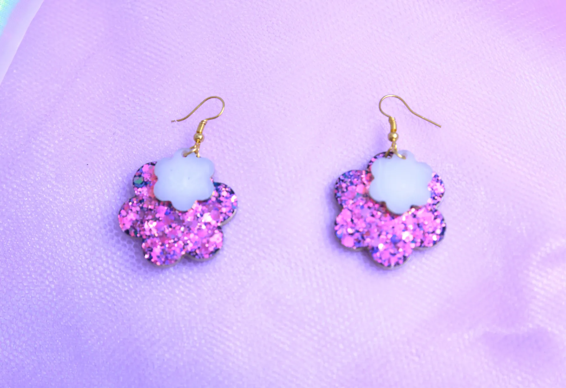 Boucles d'oreilles Fleurs Violet/Or