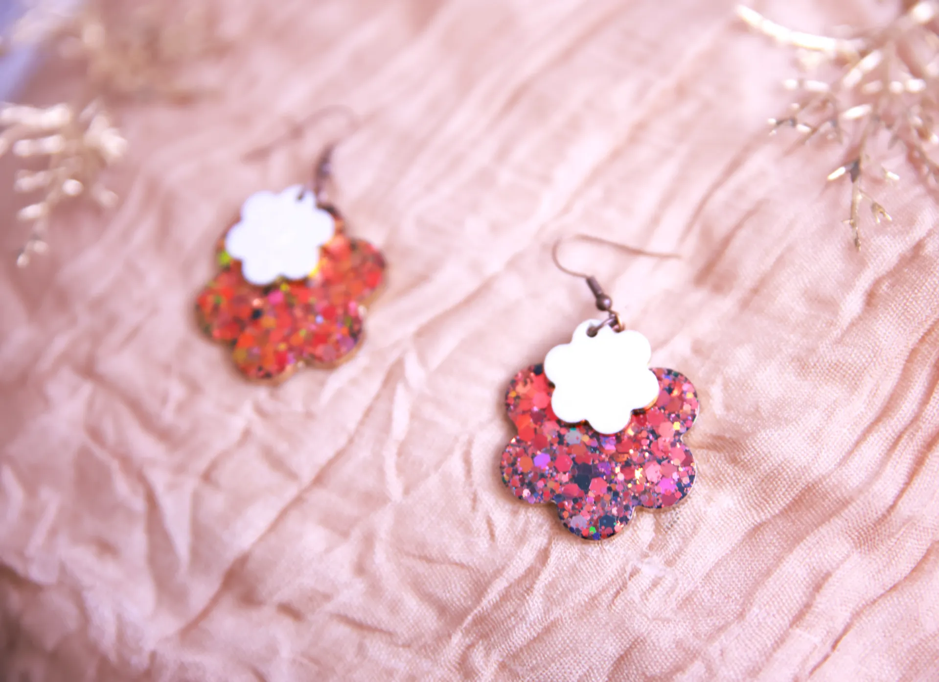 Boucles d'oreilles Orange/Vert/Bronze