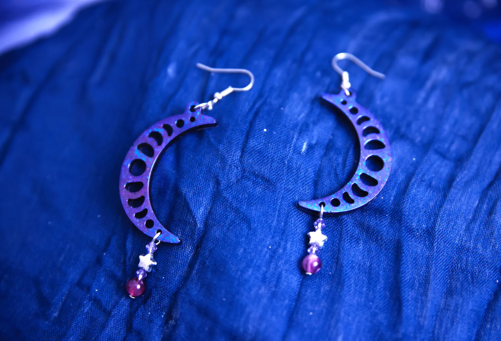 Boucles d'oreilles Lune et perle
