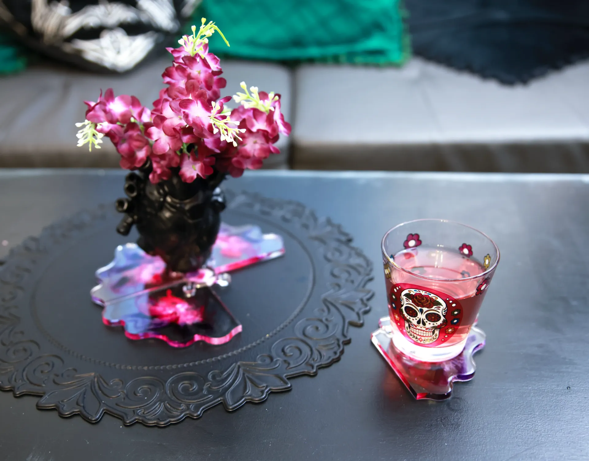 Ensemble de 4 sous verres Rose/Violet