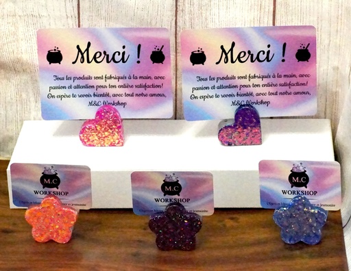 Coeur et Fleur en résine époxy 